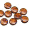 12mm Brown topaz picasso lentil czech glass round beads - 10Pc