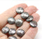 12mm Dark topaz silver wash lentil czech glass round beads - 10Pc