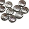 12mm Dark topaz silver wash lentil czech glass round beads - 10Pc