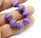 11mm Blue czech glass bicone beads pink stripes, 10pc