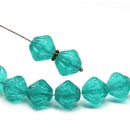 11mm Teal green czech glass bicone beads 10pc