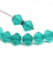 11mm Teal green czech glass bicone beads 10pc