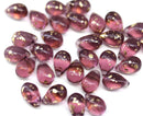 6x9mm Dark purple teardrop glass beads with golden flakes 30pc