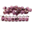 6x9mm Dark purple teardrop glass beads with golden flakes 30pc