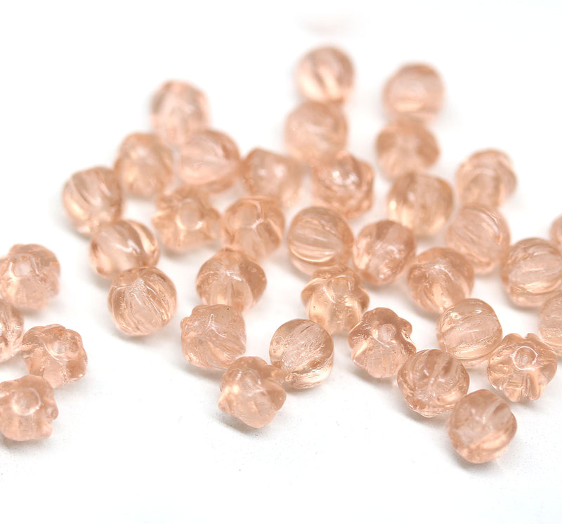 4mm Light pink melon shape glass beads, 50pc