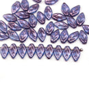10x6mm Blue purple glass small leaf glass beads, 40Pc