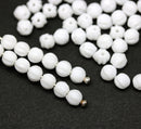 4mm Opaque white melon shape glass beads, 50pc