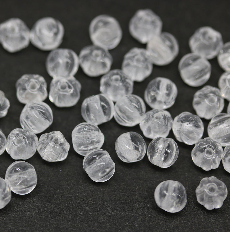 4mm Crystal clear melon shape glass beads, 50pc