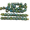 4mm Blue green picasso czech glass beads, fire polished - 50Pc