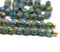 4mm Blue green picasso czech glass beads, fire polished - 50Pc