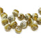 6mm Beige yellow cathedral beads Czech glass lustered ends 20Pc