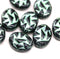 17x13mm Black green ornament large statement oval Czech glass beads 8pc