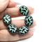 17x13mm Black green ornament large statement oval Czech glass beads 8pc