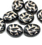 17x13mm Black silver ornament large statement oval Czech glass beads 8pc