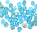 4mm Mixed blue melon shape glass beads, 50pc