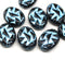 17x13mm Black blue ornament large statement oval Czech glass beads 8pc (Copy)