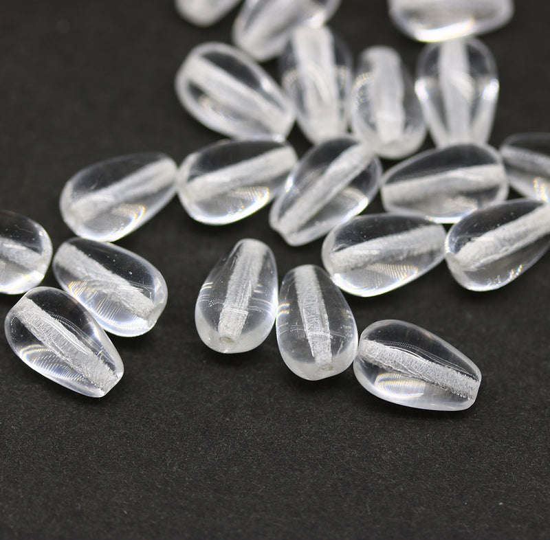 10x6mm Crystal clear pear shape teardrop czech glass beads 20pc