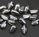 10x6mm Silver pear shape teardrop czech glass beads 20pc