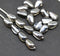 10x6mm Silver pear shape teardrop czech glass beads 20pc