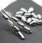 10x6mm Silver pear shape teardrop czech glass beads 20pc