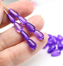 10x6mm Purple pear shape teardrop czech glass beads 20pc