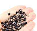 4mm Black czech glass rondelle beads copper coating - approx. 130pc