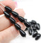 10x6mm Jet black pear shape teardrop czech glass beads 20pc