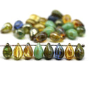 6x9mm Czech glass teardrop beads mix 30pc