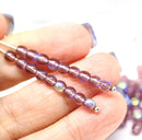 4mm Purple beads AB finish Czech glass round druk spacers - about 80pc