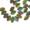 12x7mm Earthy colors leaf czech glass beads frosted finish, 30pc