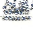 5x7mm Blue silver Czech glass teardrop beads 40pc