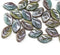 12x7mm Earthy colors leaf czech glass beads with luster, 30pc