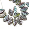12x7mm Earthy colors leaf czech glass beads with luster, 30pc