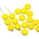 9mm Yellow flower beads Czech glass daisy - 20Pc