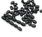 7x5mm Jet black czech glass rice oval beads - 50pc