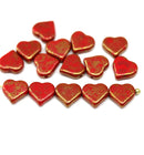 9mm Red heart Czech glass pressed beads