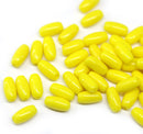 7x5mm Bright yellow czech glass rice oval beads - 50pc