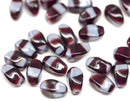 9x6mm Dark red pink mixed oval twisted oval glass beads, 30pc