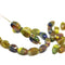 9x6mm Green yellow oval twisted oval glass beads, 30pc