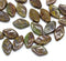 12x7mm Mixed green brown leaf czech glass beads - 30Pc