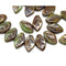 12x7mm Mixed green brown leaf czech glass beads - 30Pc