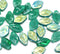 12x7mm Teal green leaf czech glass beads with luster - 30Pc