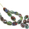 9x6mm Red green mixed oval twisted oval glass beads, 30pc
