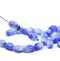 9x6mm Blue mixed oval twisted oval glass beads, 30pc