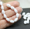 9x6mm White oval twisted oval glass beads, 30pc