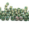 6mm Teal fancy bicone czech glass beads, gold wash, 50pc