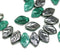 12x7mm Teal green leaf beads, metallic coating - 30pc
