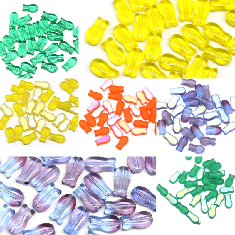 9x5mm Small czech glass fish beads, 30pc