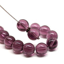 10mm Transparent purple round druk Czech glass pressed beads - 15Pc