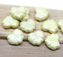 11x13mm Light yellow opaque maple czech glass leaf beads - 10pc